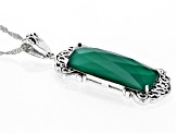 Green Onyx Rhodium Over Sterling Silver Pendant With Chain 7.48ct