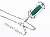 Green Onyx Rhodium Over Sterling Silver Pendant With Chain 7.48ct