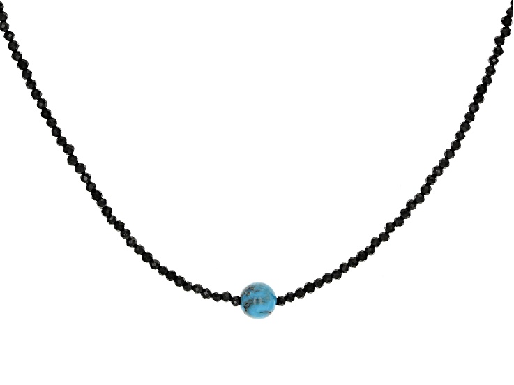 ★MIDNIGHT MOMENT.★ rhombic spinel necklace Black Spinel Rhodium Over Sterling Silver Beaded Necklace