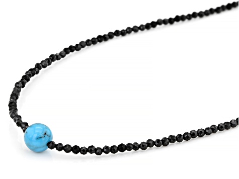 ★MIDNIGHT MOMENT.★ rhombic spinel necklace Black Spinel Rhodium Over Sterling Silver Beaded Necklace