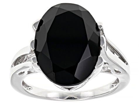 Black Spinel Rhodium Over Sterling Silver Ring 10.50ct