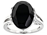 Black Spinel Rhodium Over Sterling Silver Ring 10.50ct