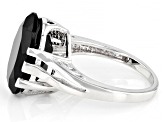 Black Spinel Rhodium Over Sterling Silver Ring 10.50ct