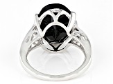 Black Spinel Rhodium Over Sterling Silver Ring 10.50ct