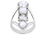 Rainbow Moonstone Rhodium Over Sterling Silver Ring