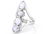 Rainbow Moonstone Rhodium Over Sterling Silver Ring