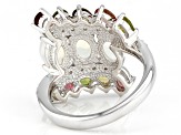 Multicolor Ethiopian Opal Rhodium Over Sterling Silver Ring 3.04ctw