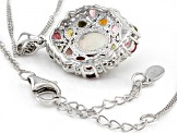 Multicolor Ethiopian Opal Rhodium Over Sterling Silver Pendant/Chain 3.38ctw