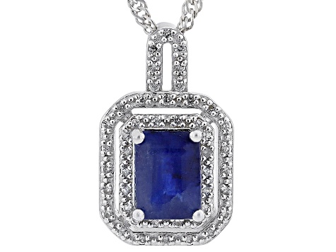 Blue Mahaleo® Sapphire Rhodium Over Sterling Silver Pendan tWith Chain 2.44ctw