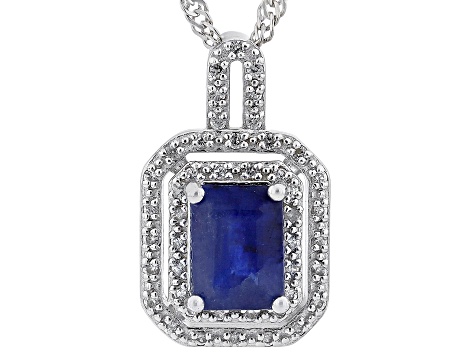 Blue Mahaleo® Sapphire Rhodium Over Sterling Silver Pendant With Chain 2.44ctw