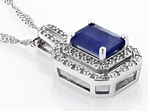 Blue Mahaleo® Sapphire Rhodium Over Sterling Silver Pendant With Chain 2.44ctw