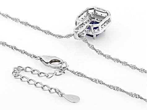 Blue Mahaleo® Sapphire Rhodium Over Sterling Silver Pendant With Chain 2.44ctw