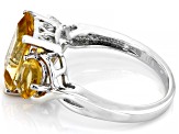 Yellow Citrine Rhodium Over Sterling Silver ring 4.00ctw