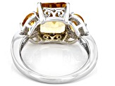 Yellow Citrine Rhodium Over Sterling Silver ring 4.00ctw