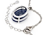 Blue Sapphire Rhodium Over Sterling Silver Solitaire Pendant With Chain 10.63ct