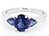 Purple Iolite Rhodium Over Sterling Silver 3-Stone Ring 1.18ctw