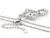 Multicolor Ethiopian Opal Rhodium Over Sterling Silver Cross Pendant With Chain 1.70ctw