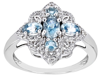 Picture of Blue Zircon Rhodium Over Silver Ring 1.84ctw