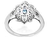 Blue Zircon Rhodium Over Silver Ring 1.84ctw