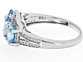 Blue Zircon Rhodium Over Sterling Silver Ring 3.14ctw