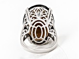 Brown Smoky Quartz Rhodium Over Sterling Silver Solitaire Ring 21.25ct