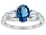 London Blue Topaz Rhodium Over Silver Ring 2.10ctw