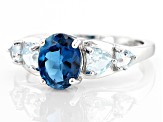 London Blue Topaz Rhodium Over Silver Ring 2.10ctw