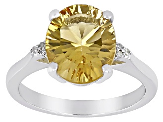 Yellow Citrine Rhodium Over Sterling Silver Solitaire Ring 3.53ctw