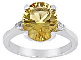 Yellow Citrine Rhodium Over Sterling Silver Solitaire Ring 3.53ctw