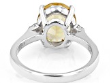 Yellow Citrine Rhodium Over Sterling Silver Solitaire Ring 3.53ctw