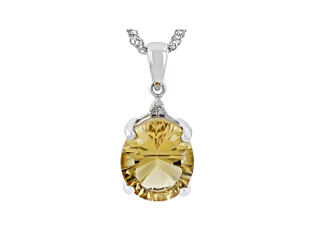 Picture of Yellow Citrine Rhodium Over Sterling Silver Pendant With Chain 3.51ctw