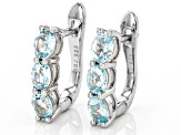 Blue Aquamarine Rhodium Over Sterling Silver Hoop Earrings 1.53ctw