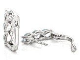 Blue Aquamarine Rhodium Over Sterling Silver Hoop Earrings 1.53ctw
