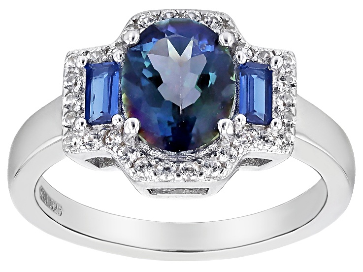 5000vt ダイヤモンド Blue Petalite Rhodium Over Sterling Silver Ring 1.73ctw