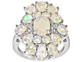 Multicolor Ethiopian Opal Rhodium Over Sterling Silver Ring 3.40ctw