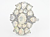 Multicolor Ethiopian Opal Rhodium Over Sterling Silver Ring 3.40ctw