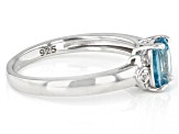 Blue Zircon Rhodium Over Sterling Silver Ring 1.17ctw