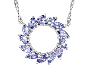 Blue Tanzanite Platinum Over Sterling Silver Circle Of Life Necklace 1.58ctw