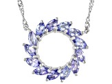 Blue Tanzanite Platinum Over Sterling Silver Circle Of Life Necklace 1.58ctw