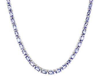 Picture of Blue Tanzanite Rhodium Over Sterling Silver Tennis Necklace 17.61ctw