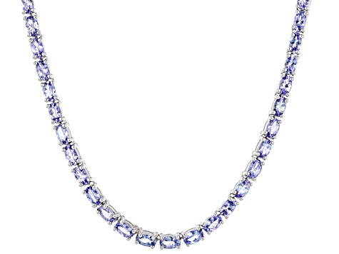 Blue Tanzanite Rhodium Over Sterling Silver Tennis Necklace 17.61ctw