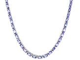 Blue Tanzanite Rhodium Over Sterling Silver Tennis Necklace 17.61ctw