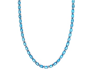 Picture of Neon Apatite Rhodium Over Sterling Silver Tennis Necklace 18.65ctw