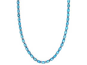 Neon Apatite Rhodium Over Sterling Silver Tennis Necklace 18.65ctw