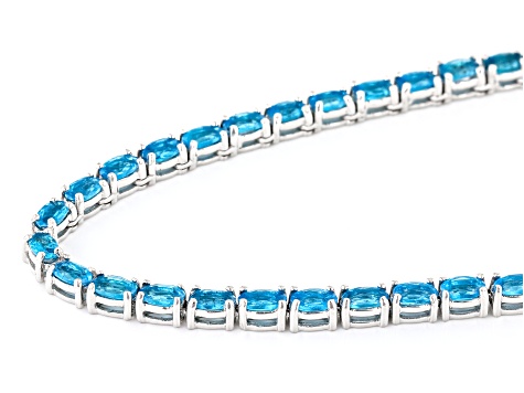 Neon Apatite Rhodium Over Sterling Silver Tennis Necklace