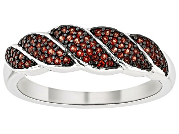 Picture of Red Garnet Rhodium Over Sterling Silver Ring 0.21ctw