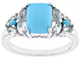 Blue Sleeping Beauty Turquoise Rhodium Over Silver Ring 0.61ctw