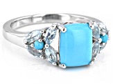 Blue Sleeping Beauty Turquoise Rhodium Over Silver Ring 0.61ctw