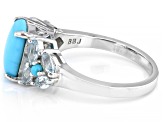 Blue Sleeping Beauty Turquoise Rhodium Over Silver Ring 0.61ctw