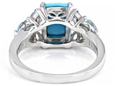 Blue Sleeping Beauty Turquoise Rhodium Over Silver Ring 0.61ctw
